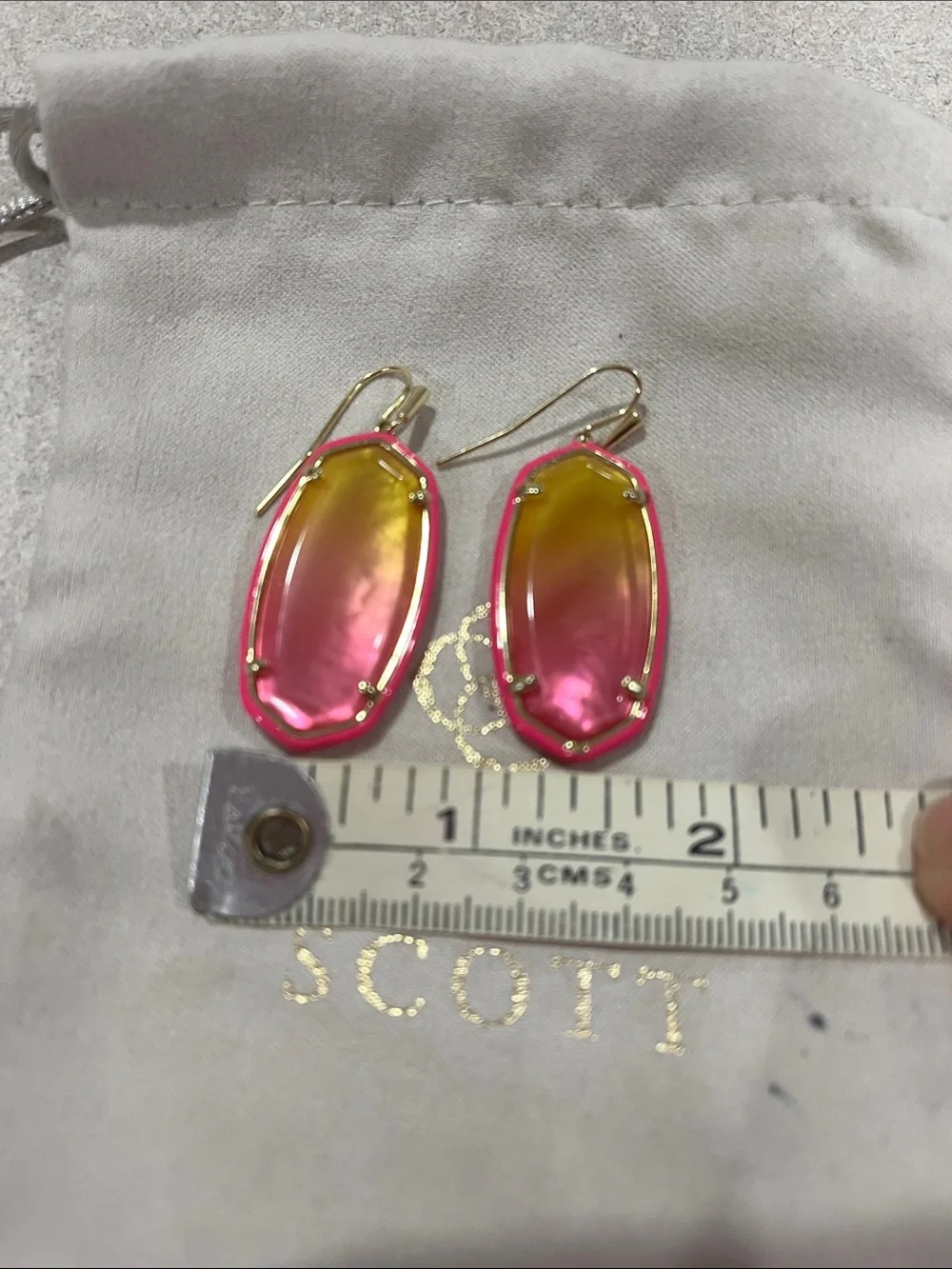 Kendra Scott Pink and Yellow Ombre Elle-Style Drop Earrings